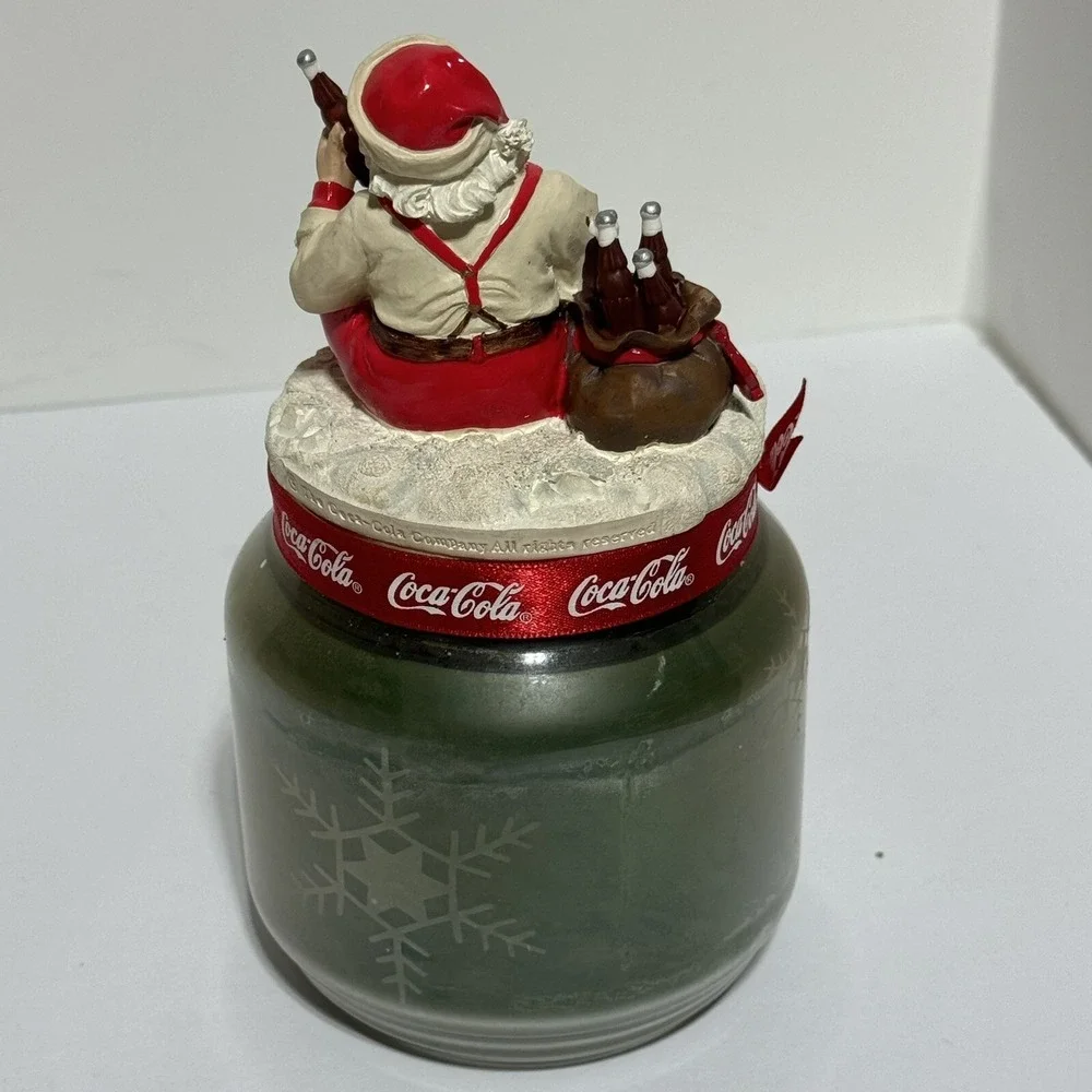 New Coca-Cola Coke Santa Candle Topper With Scented Jar Candle Open Box Unused